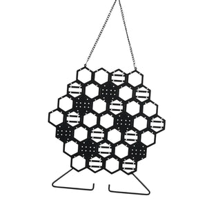 Honeycomb Wall Mount Jewelry Holder Metal Organizer for Necklaces Earrings