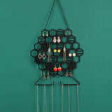 Honeycomb Wall Mount Jewelry Holder Metal Organizer for Necklaces Earrings