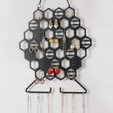 Honeycomb Wall Mount Jewelry Holder Metal Organizer for Necklaces Earrings
