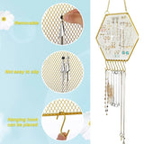 Hexagon Earring Organizer with Hanging Hooks Decorative Grid Shape