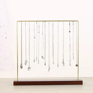 Walnut Jewelry Shelf Organizer with Metal S Hooks