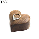 Walnut Heart Ring Box Proposal Ring Storage