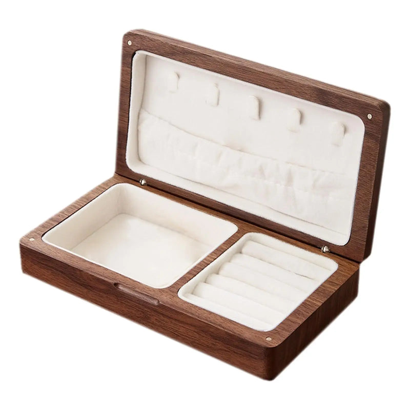 Walnut Jewelry Box Organizer Classic Brown for Bracelets Girls Women