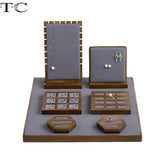 Walnut Jewelry Display Props Counter Rack Necklace Bracelet Earrings
