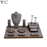 Walnut Jewelry Display Props Counter Rack Necklace Bracelet Earrings