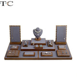 Walnut Jewelry Display Props Counter Rack Necklace Bracelet Earrings