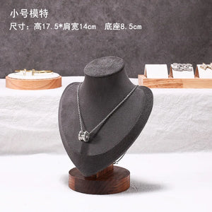 Walnut Portrait Neck Display Stand Necklace Model Storage Rack