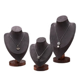 Walnut Portrait Neck Display Stand Necklace Model Storage Rack