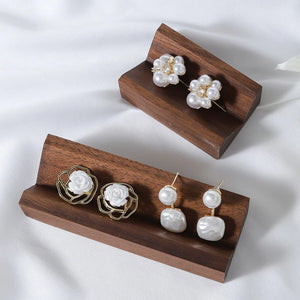 Walnut Ring Display Stand Stud Earrings Ring Storage Rack Jewelry Wooden
