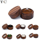 Walnut Round Earrings Pair Ring Jewelry Box