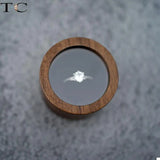 Walnut Round Earrings Pair Ring Jewelry Box