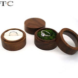 Walnut Round Earrings Pair Ring Jewelry Box