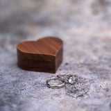 Walnut Wood Heart Ring Box Wedding Jewellery Box Proposal Engagement