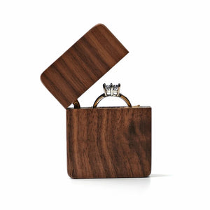 Walnut Wood Jewelry Box Wedding Ring Storage Portable Ring Holder