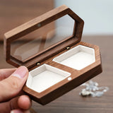 Walnut Wood Jewelry Box Wedding Ring Storage