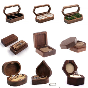 Walnut Wood Jewelry Box Wedding Ring Storage