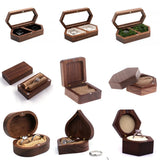 Walnut Wood Jewelry Box Wedding Ring Storage