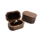 Walnut Wood Jewelry Box Wedding Ring Storage