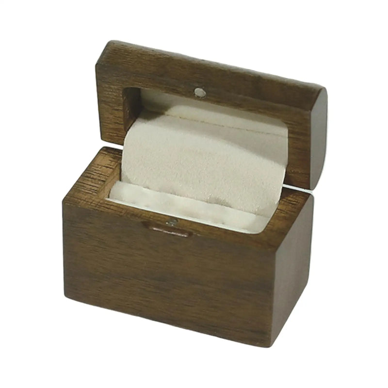 Walnut Wood Jewelry Ring Box Organizer, Portable Ring Holder