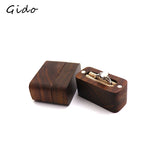 Walnut Wood Ring Box Engagement Wedding Ceremony Ring Storage