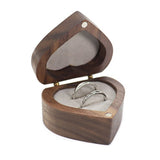 Walnut Wooden Ring Box & Velvet Bag Wedding Ceremony Proposal Engagement Display