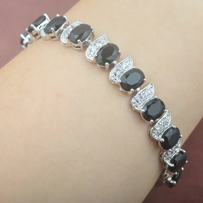 925 Silver Zircinia Link Chain Bracelet Wedding Bangle