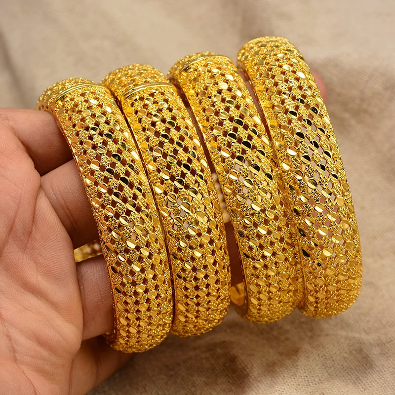4Pcs Big Africa Dubai Bangles for Women Ethiopian Wedding Bracelet Bangle