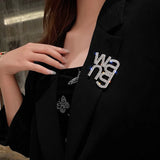 Retro Letter Full Diamond Brooch Pin for Women