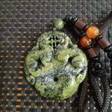 Natural Tibetan Jade Medicine Carved Lucky Charm Pendant