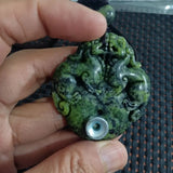 Natural Tibetan Jade Medicine Carved Lucky Charm Pendant