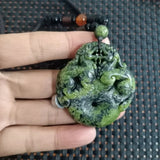 Natural Tibetan Jade Medicine Carved Lucky Charm Pendant