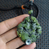 Natural Tibetan Jade Medicine Carved Lucky Charm Pendant