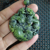 Natural Tibetan Jade Medicine Carved Lucky Charm Pendant