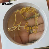 Crystal Name Letter Necklace Personalized Stainless Steel Diamond Nameplate