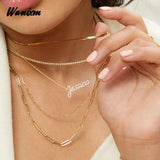 Crystal Name Letter Necklace Personalized Stainless Steel Diamond Nameplate