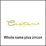 Crystal Name Letter Necklace Personalized Stainless Steel Diamond Nameplate