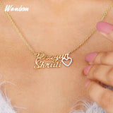 Heart Name Necklace for Women Personalized Butterfly Pendant