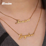 Double Layer Name Necklace for Women Personalized Letter Pendant