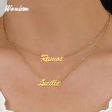 Double Layer Name Necklace for Women Personalized Letter Pendant