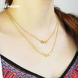 Double Layer Name Necklace for Women Personalized Letter Pendant
