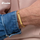 Engraved Name Bracelets Thick Cuban Chain Couple Bracelet