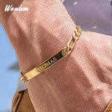 Engraved Name Bracelets Thick Cuban Chain Couple Bracelet