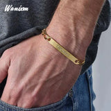 Engraved Name Bracelets Thick Cuban Chain Couple Bracelet