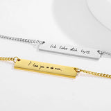 Engraved Bar Necklace Name Date Personalized Stainless Steel Women Pendant