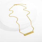 Engraved Bar Necklace Name Date Personalized Stainless Steel Women Pendant