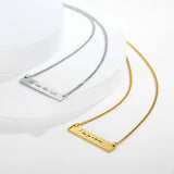 Engraved Bar Necklace Name Date Personalized Stainless Steel Women Pendant