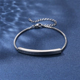Engraved Name Bar Couple Bracelet Stainless Steel Adjustable