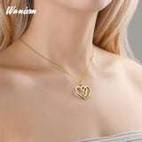 Heart Name Necklaces for Women Stainless Steel Butterfly Pendant Letters Necklac