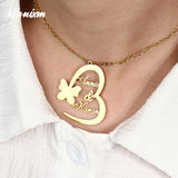 Heart Name Necklaces for Women Stainless Steel Butterfly Pendant Letters Necklac