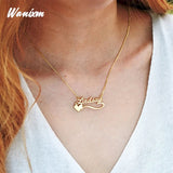 Heart Name Necklaces for Women Stainless Steel Butterfly Pendant Letters Necklac